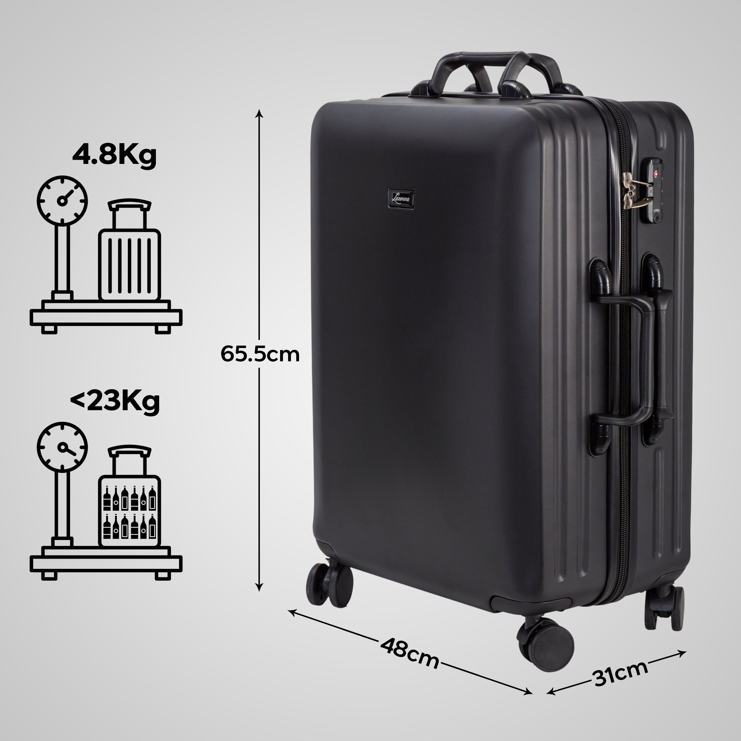 LAZENNE ELITE – Wein-Reisekoffer für 12 Flaschen mit herausnehmbaren Einsätzen – von der Fluggesellschaft TSA zugelassen, 10 Jahre Garantie