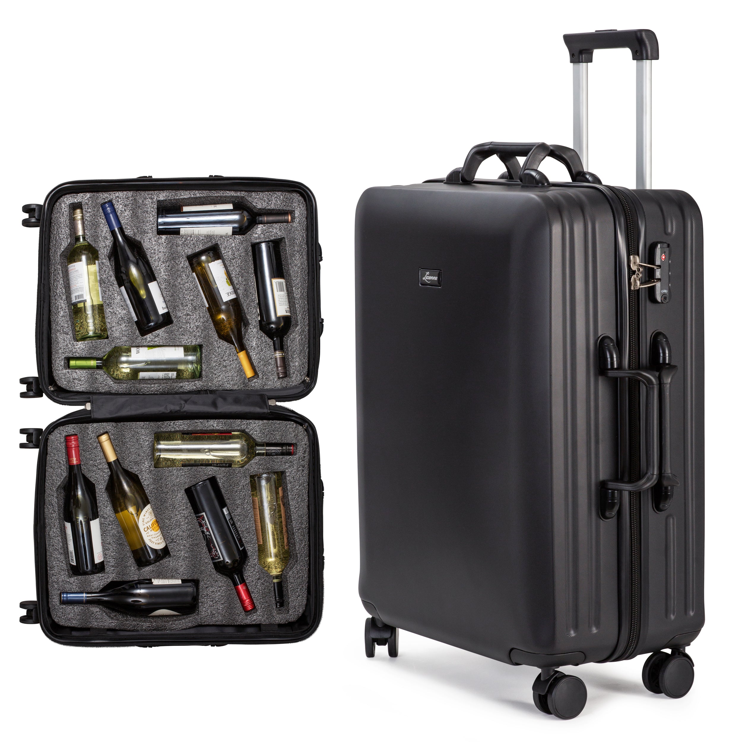 LAZENNE ELITE – Wein-Reisekoffer für 12 Flaschen mit herausnehmbaren Einsätzen – von der Fluggesellschaft TSA zugelassen, 10 Jahre Garantie
