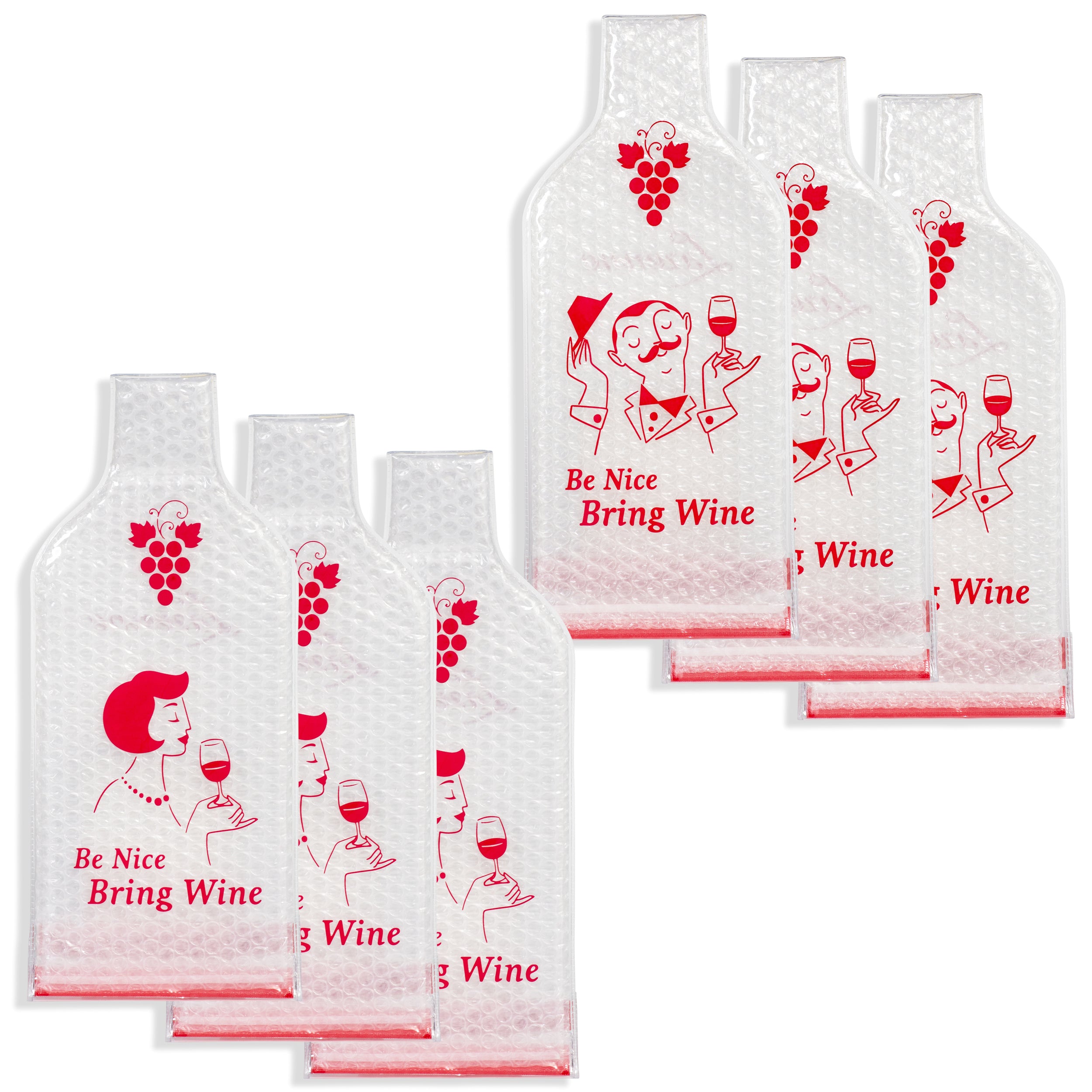 Lazenne Weinkissen für 1 Flasche – 6er-Set – Wiederverwendbare Weinbeutelhülle mit dreifachem Schutz