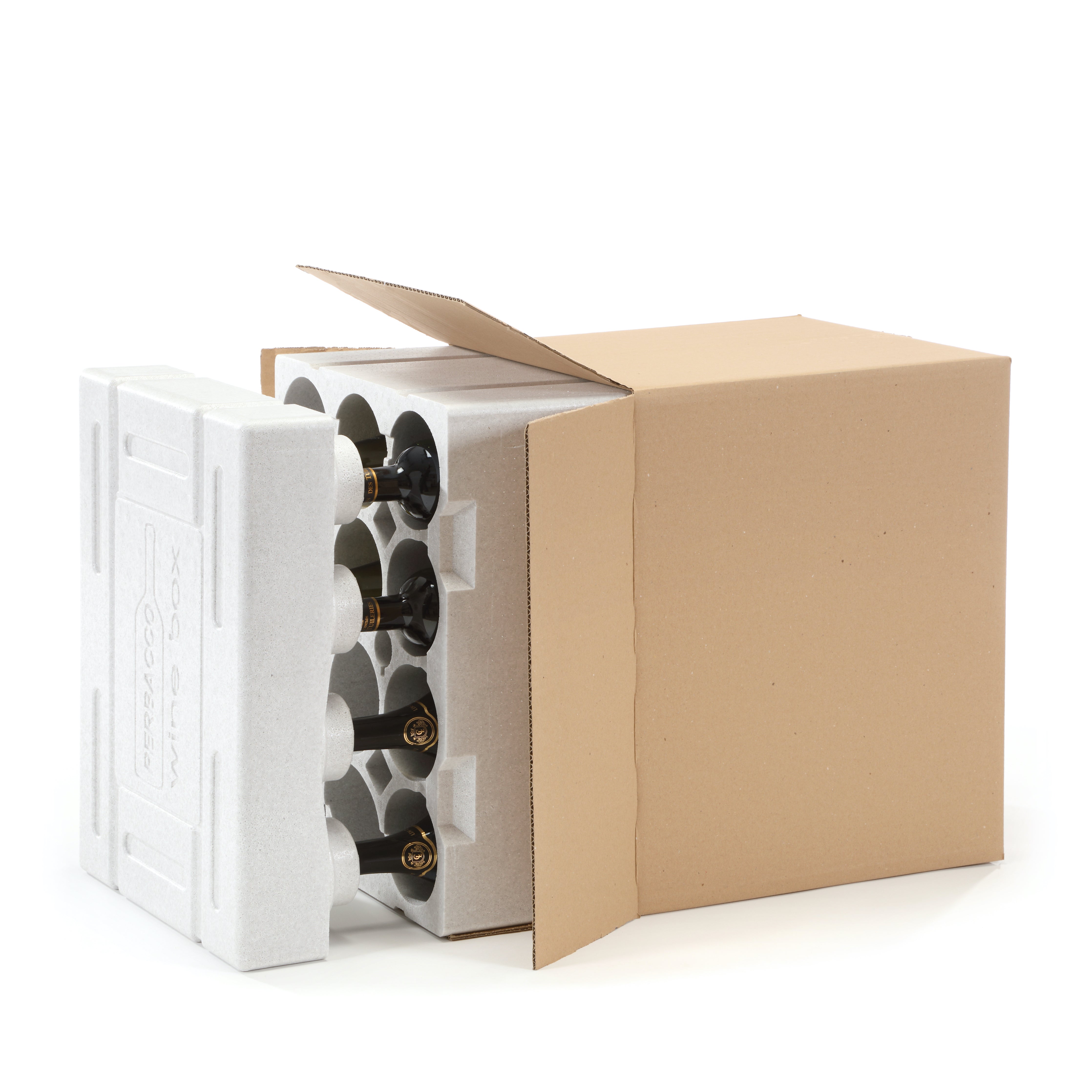 Caja de vino para 12 botellas y cartón exterior para envío y transporte aéreo